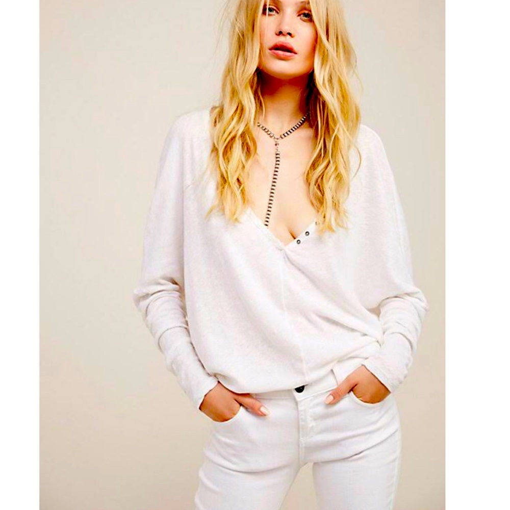 SOLD Free People Santa Cruz Cotton + Linen Vneck